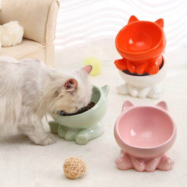 Ceramic Cat Bowl Cat Bowl Cat Food Bowl Neck Guard Oblique Mouth Dog Bowl Pet Bowl - Image 4